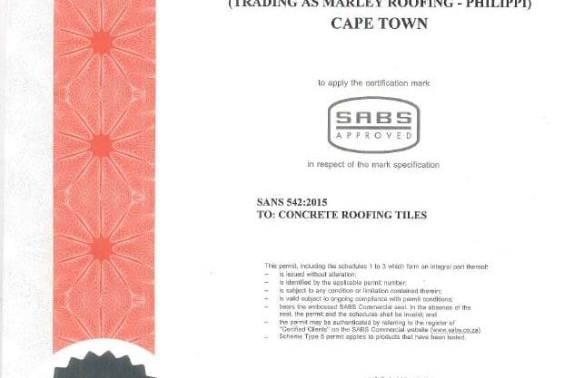 Cape Town Plant SABS Certificate