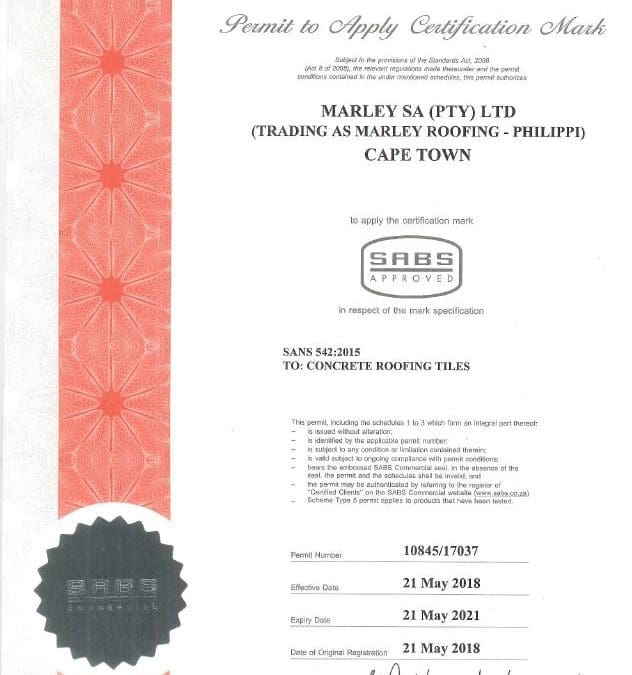 Cape Town Plant SABS Certificate