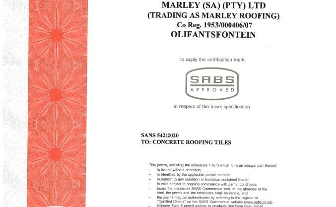 Olifantsfontein Plant SABS Certificate