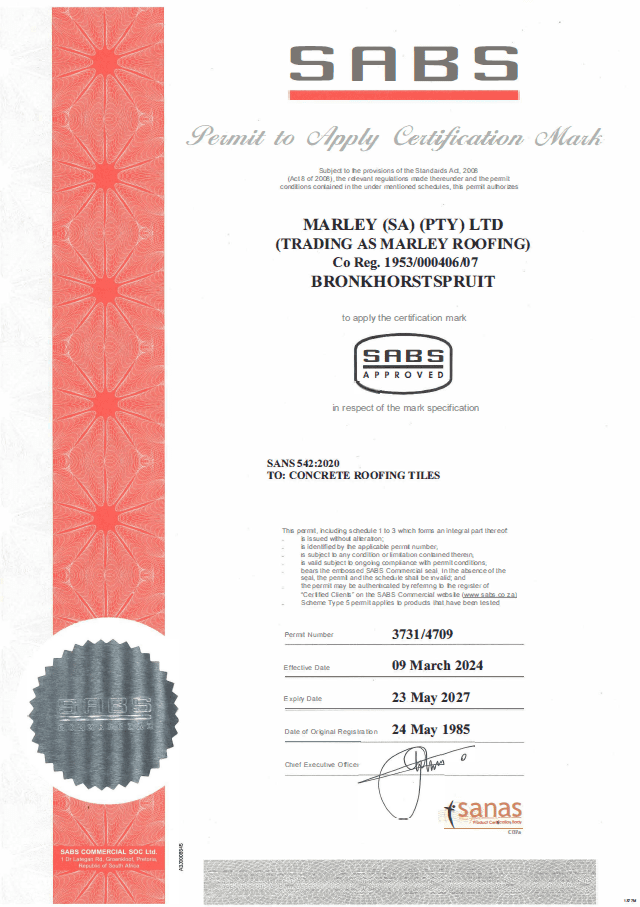 Ekandustria Plant SABS Certificate