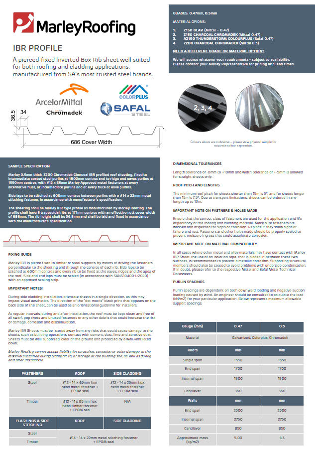 Marley IBR sheet