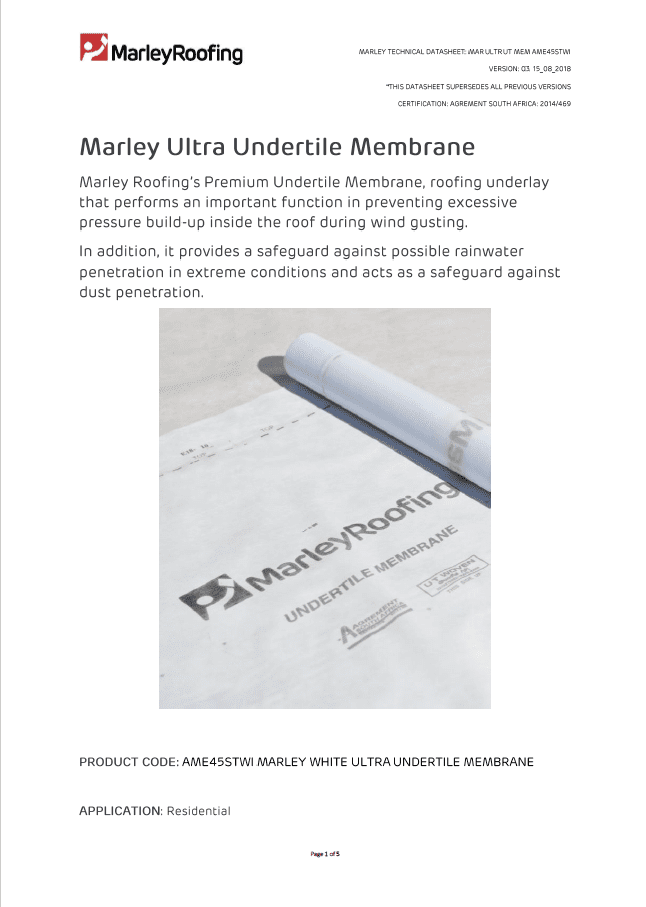 Marley Ultra Undertile Membrane Datasheet