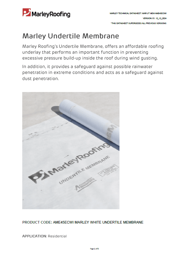 Marley Undertile Membrane Datasheet