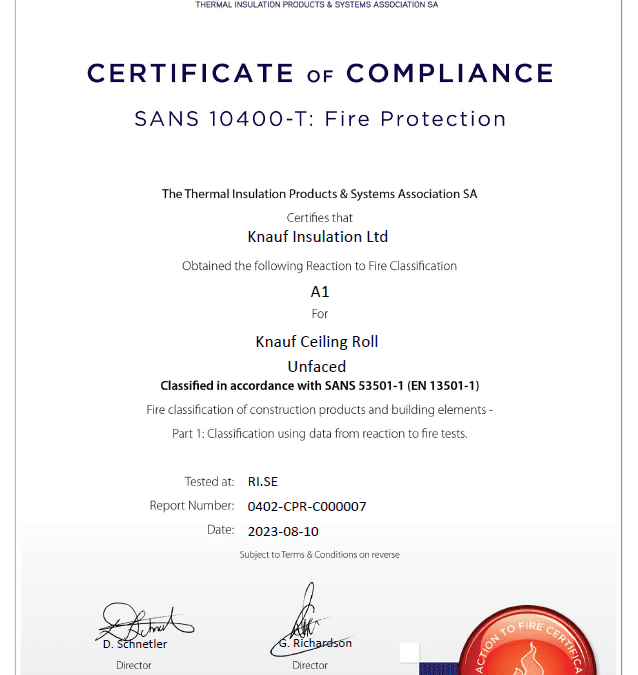 Knauf Fire Classification Certificate