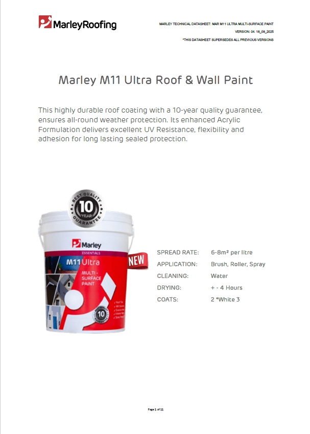 Marley M11 Ultra Technical Datasheet