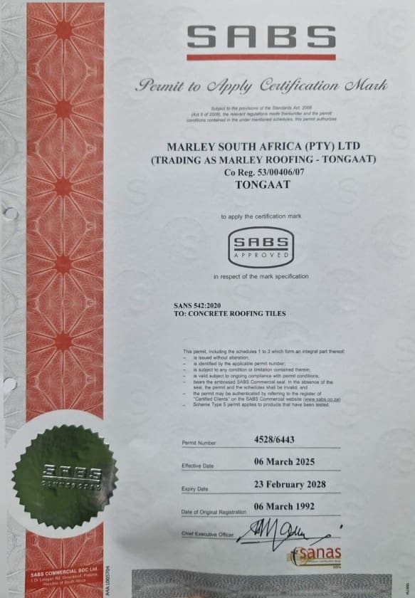Togaat Plant SABS Certificate