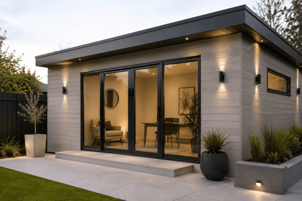 prefab building plank pool house  